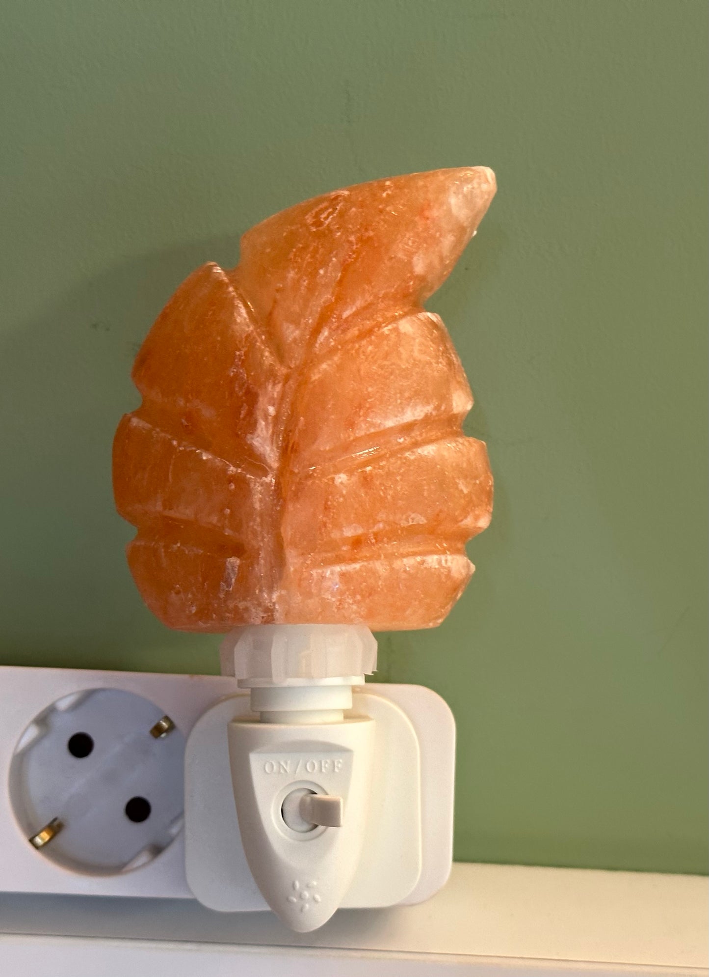Zoutsteen nachtlampje, blad oranje
