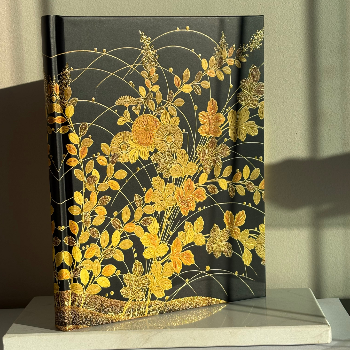 Luxe herfst notitieboek met vergulde rand