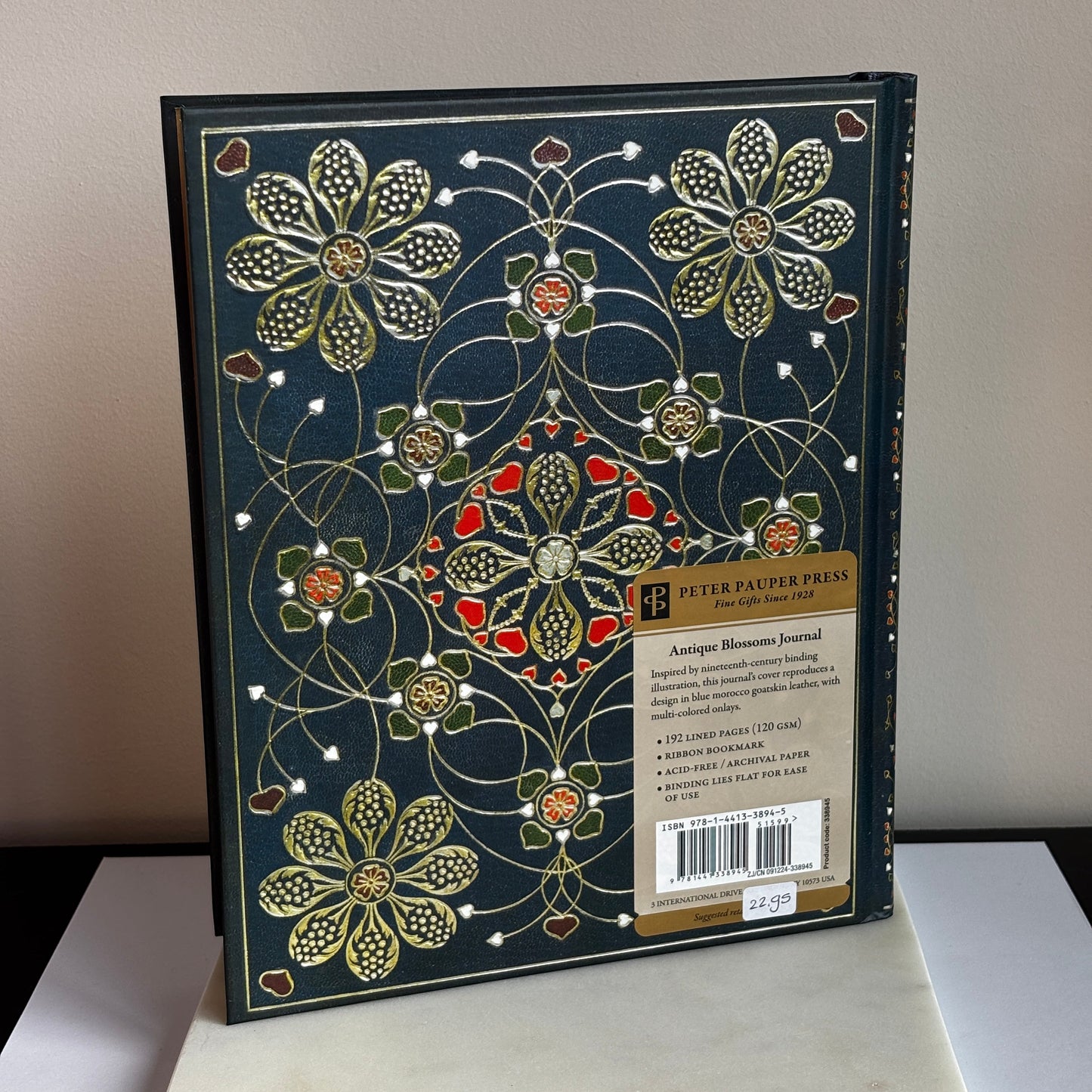 Klassiek blauw bloemen journal met goudaccenten