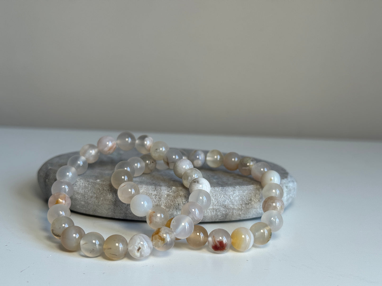Flower agaat armband 8 mm