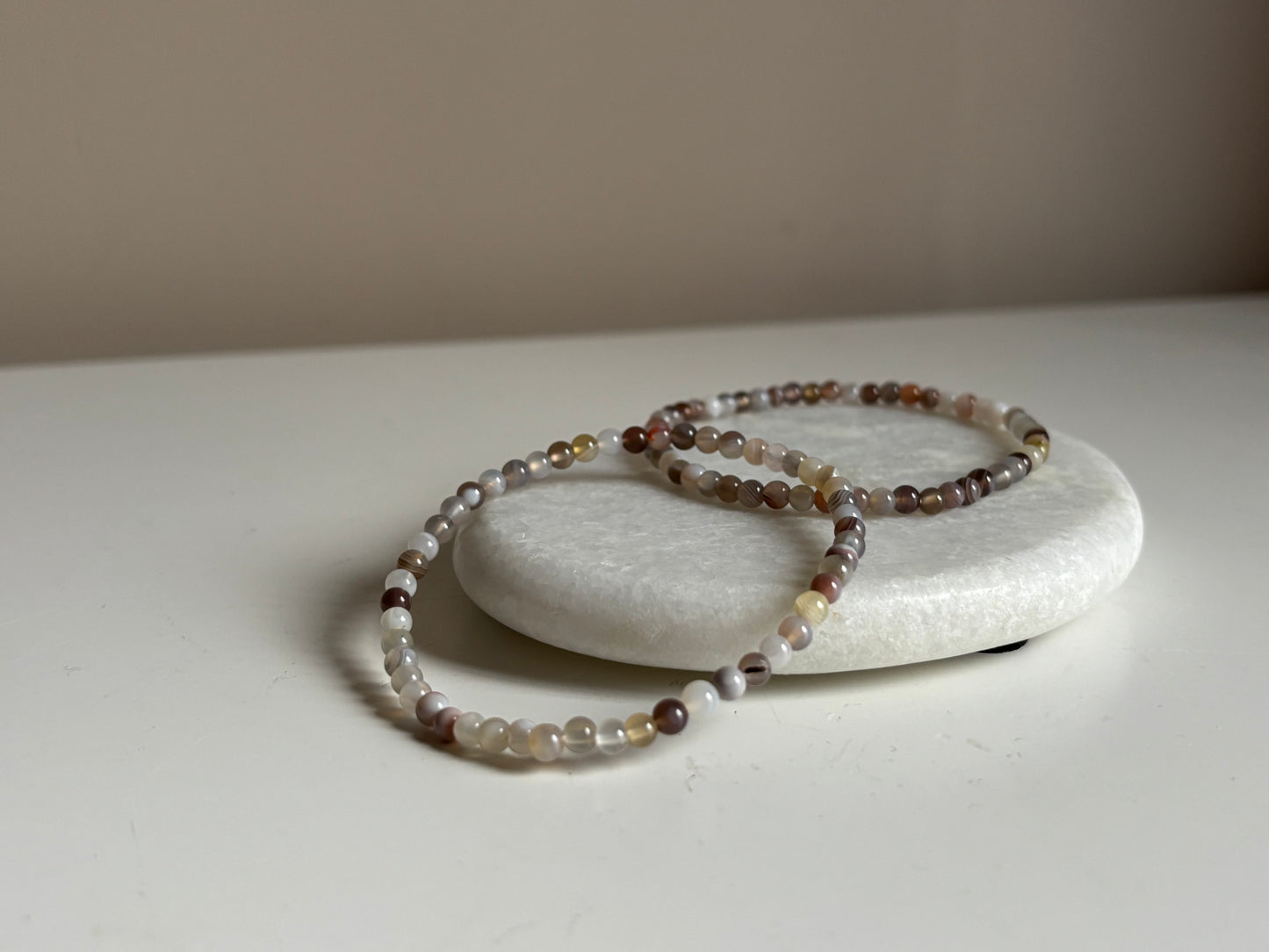 Agaat Botswana, armband 4 mm kraal