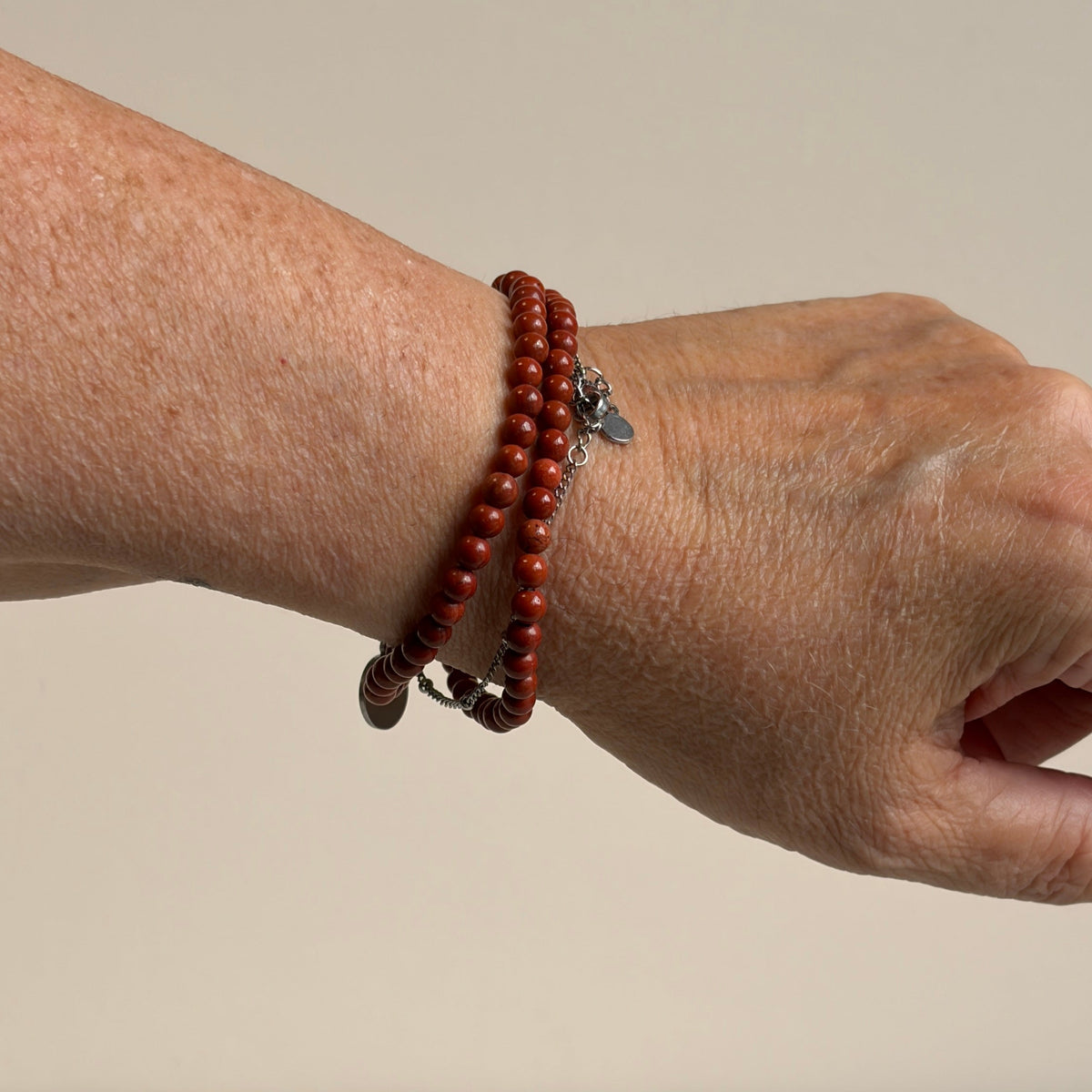 Rode jaspis armband 4 mm kraal