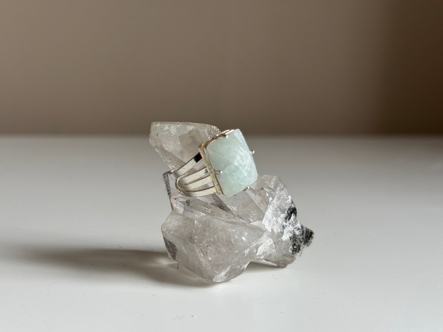 Verstelbare Ring met Aquamarijn – Zilver