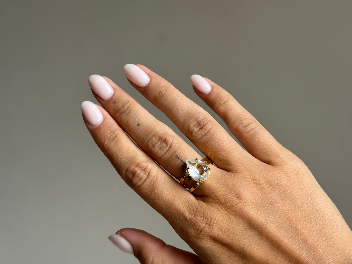 Verstelbare Ring met Bergkristal – Goud