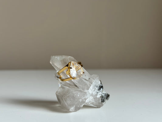 Verstelbare Ring met Bergkristal – Goud