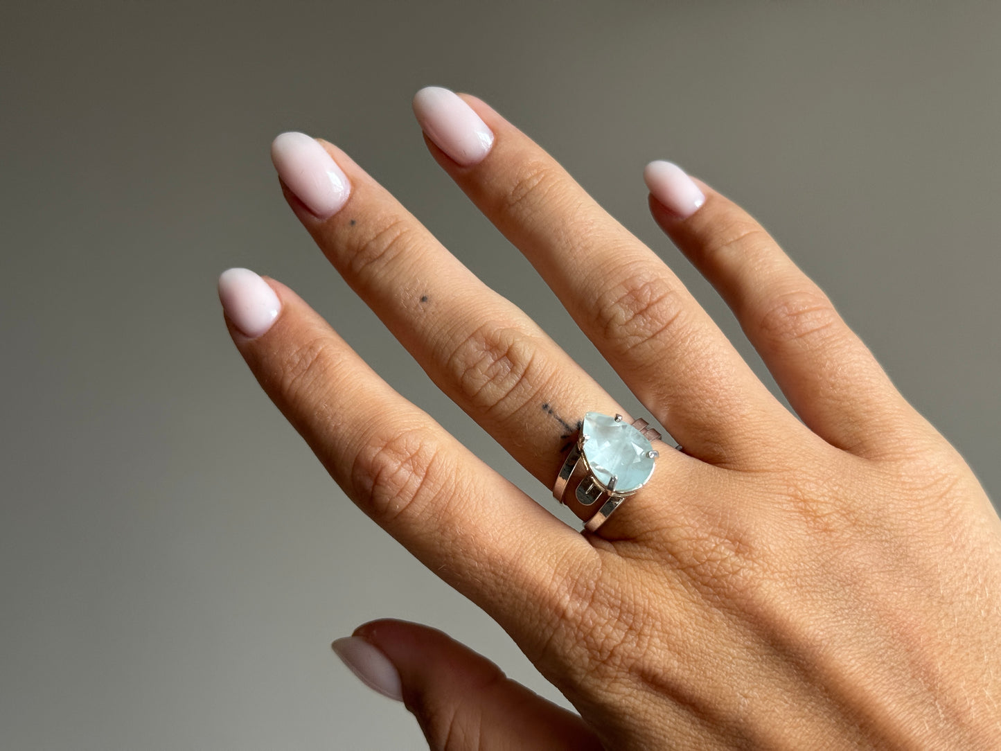 Verstelbare Ring met Aquamarijn – Zilver