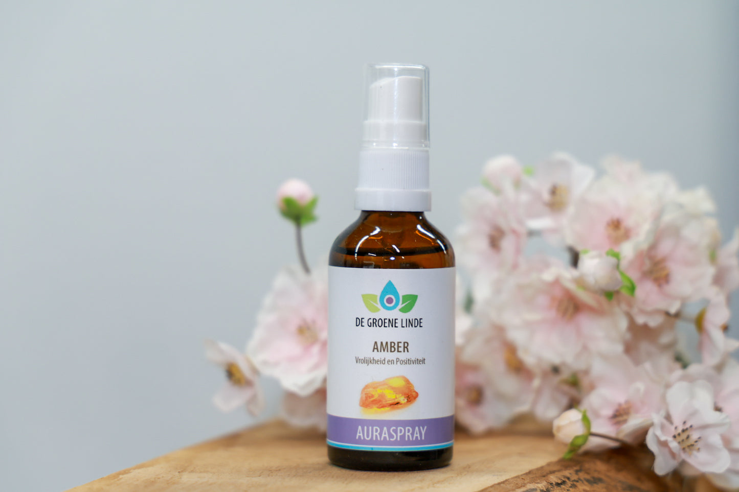 De Groene Linde – Amber auraspray 50 ml van DIBA, zonnige geur met mandarijn en citroen voor positieve energie en balans