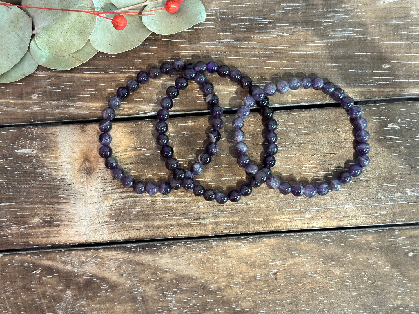 Amethist, armband 6 mm kraal