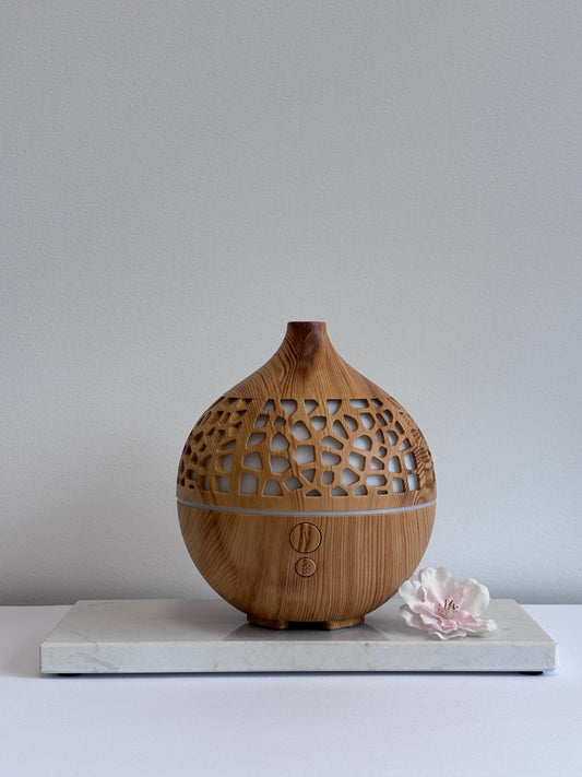 ultrasone verstuiver 180 ml met houtlook en LED-licht