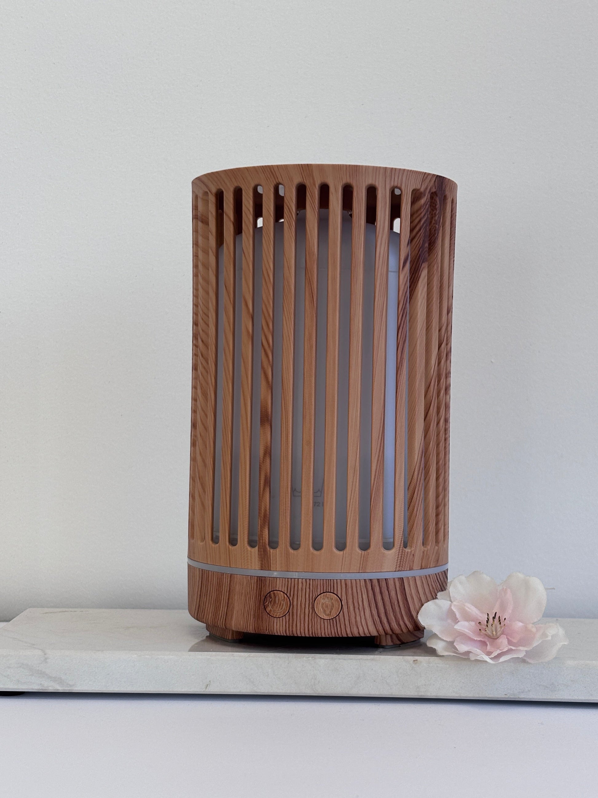 Ultrasone 200 ml verstuiver met houtlook en LED-verlichting