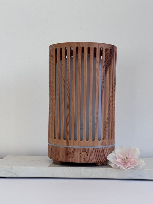 Ultrasone 200 ml verstuiver met houtlook en LED-verlichting