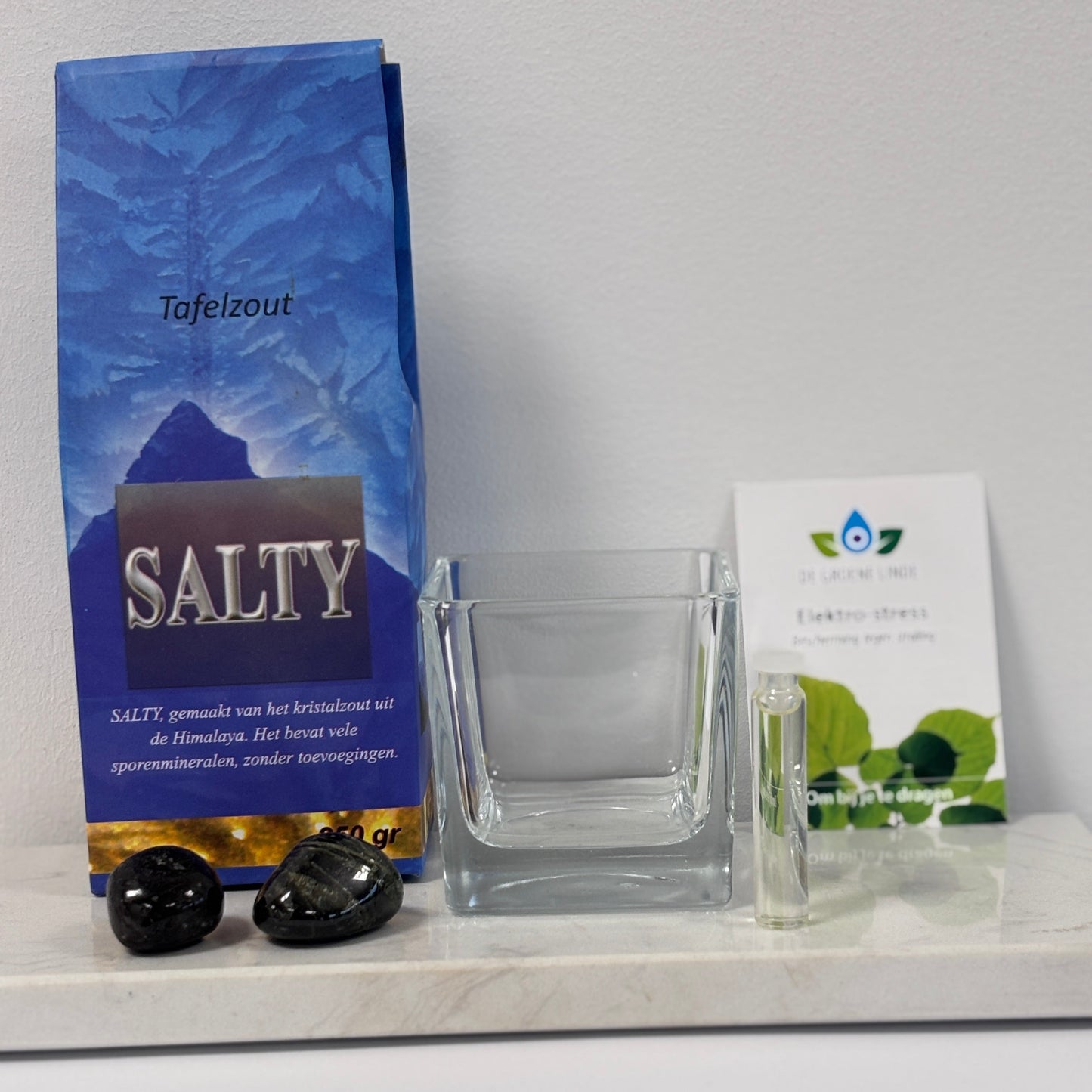 Elektrostress beschermset met buisje, Himalaya zout en zwarte toermalijn