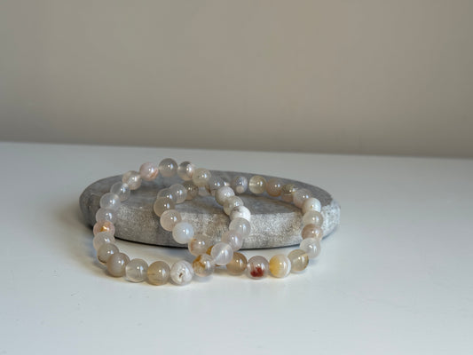 Flower agaat armband 8 mm