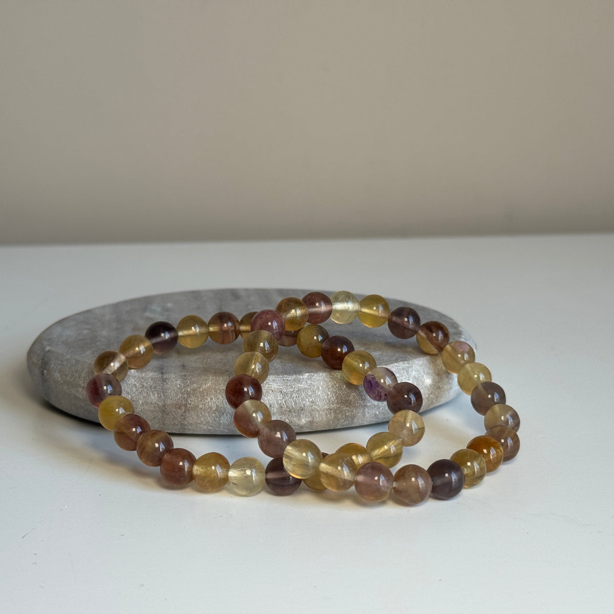 Regenboog fluoriet armband 8 mm geel