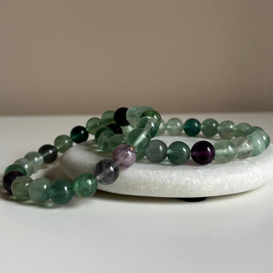 Regenboog fluoriet armband 8 mm groen