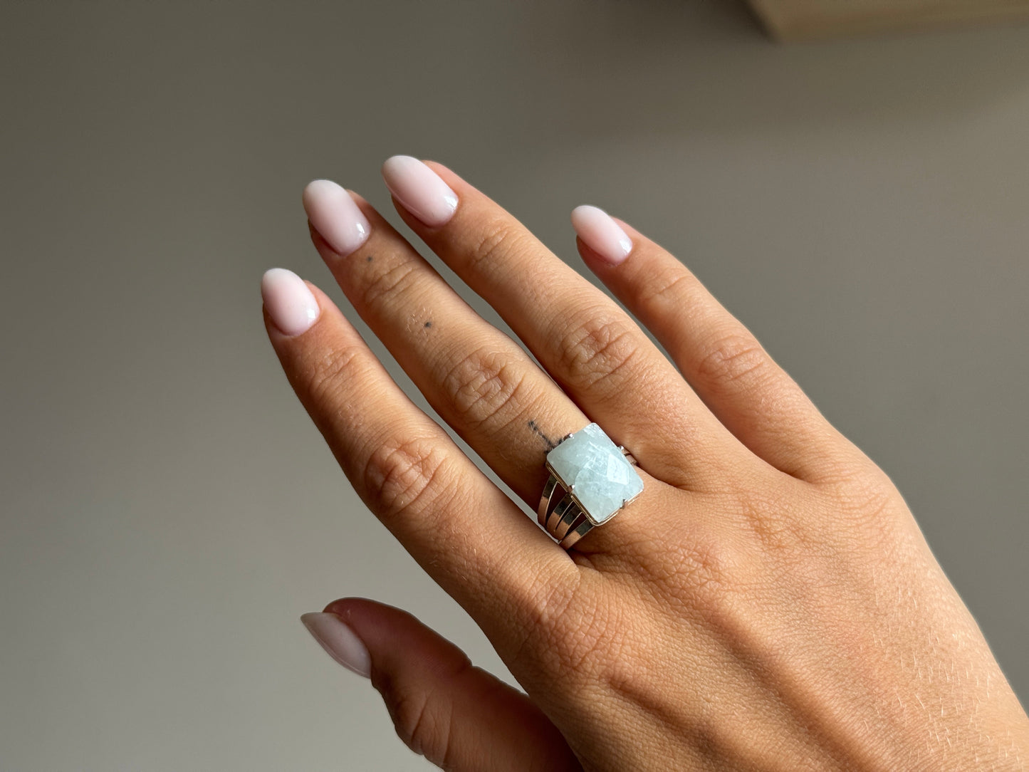 Verstelbare Ring met Aquamarijn – Zilver