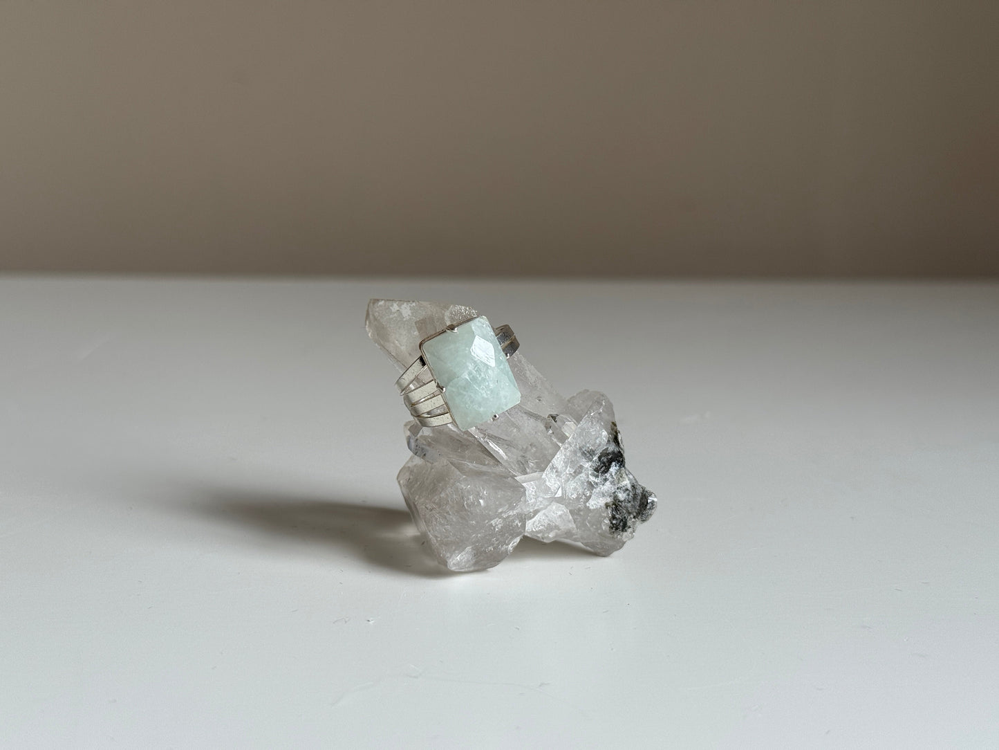 Verstelbare Ring met Aquamarijn – Zilver