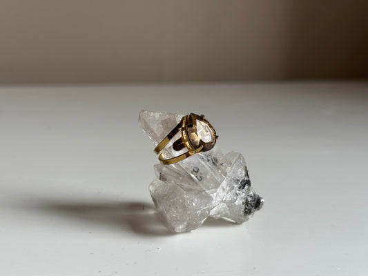 Verstelbare Ring met Rookkwarts – Goud