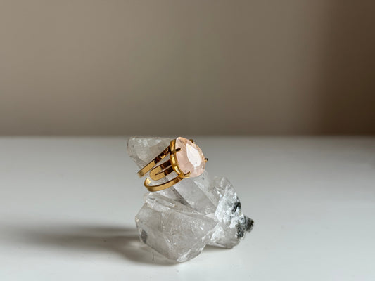 Verstelbare Ring met Rozenkwarts – Goud