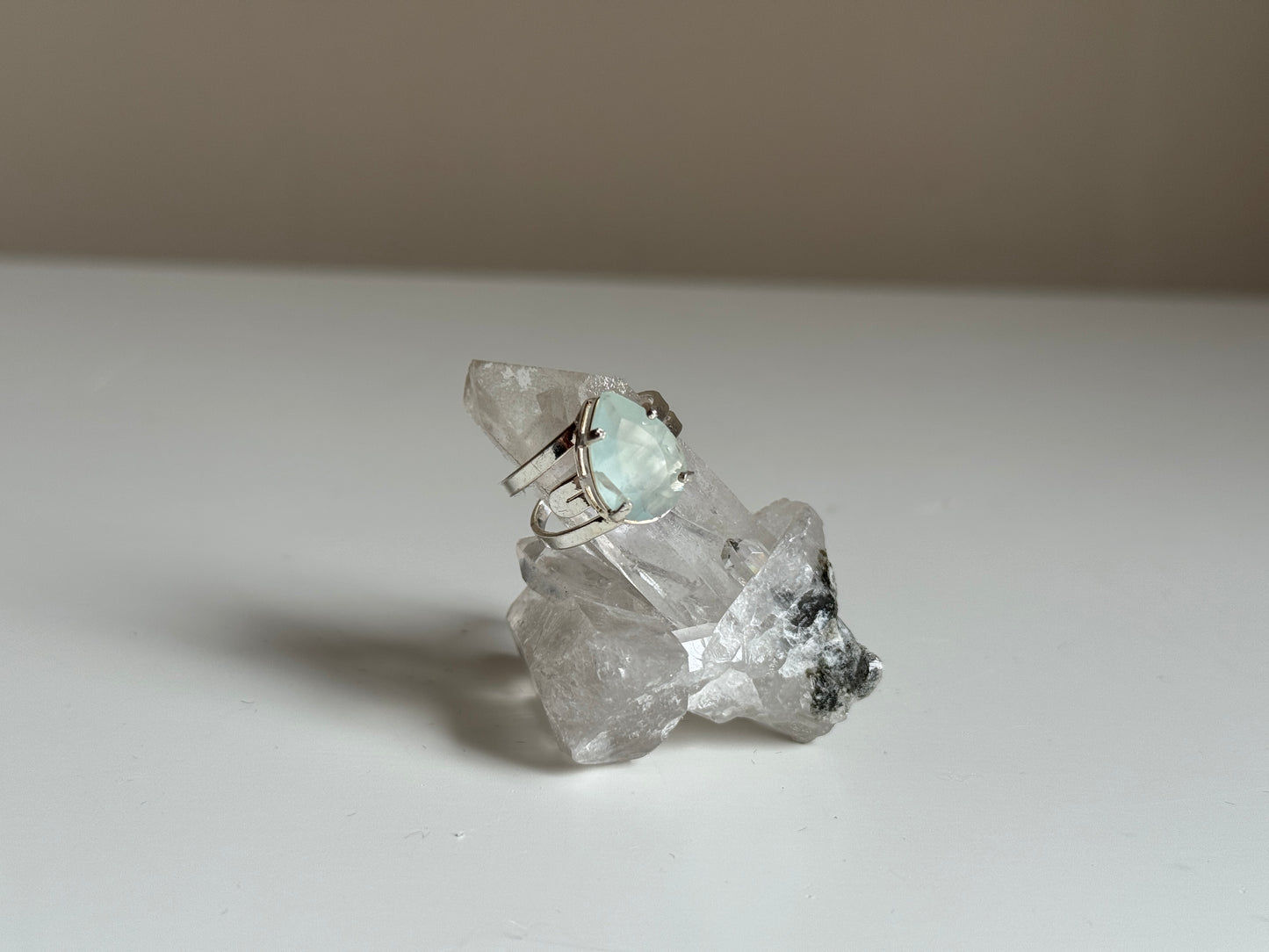 Verstelbare Ring met Aquamarijn – Zilver