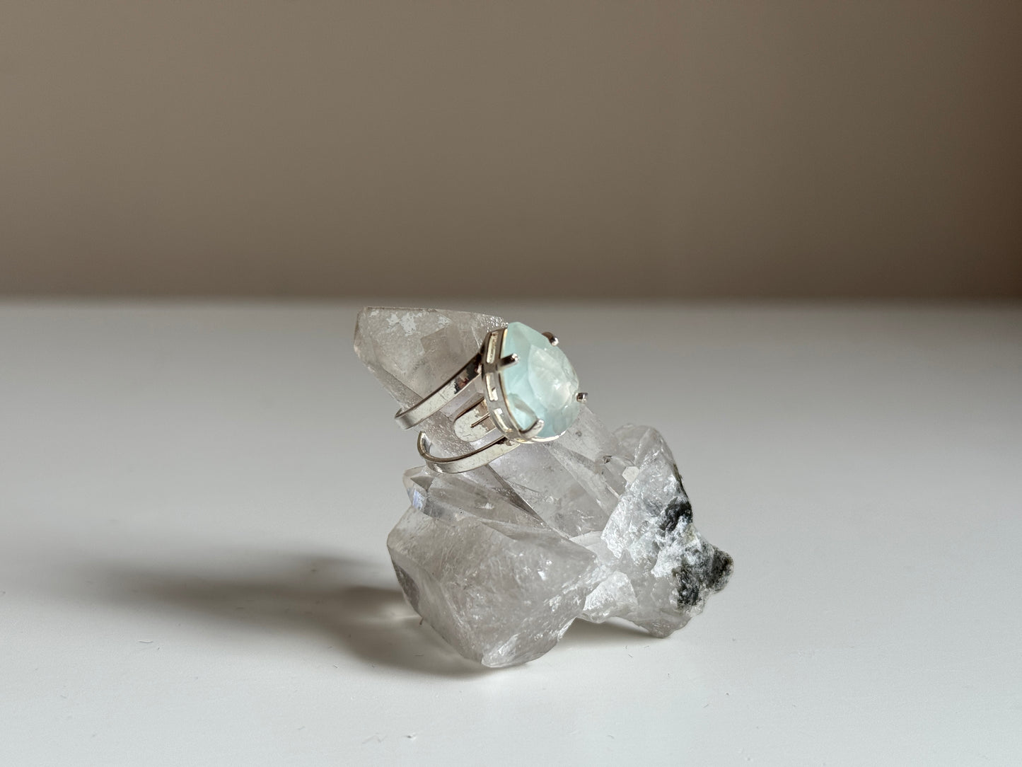 Verstelbare Ring met Aquamarijn – Zilver