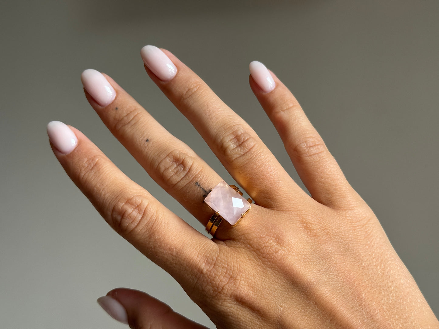 Verstelbare Ring met Rozenkwarts