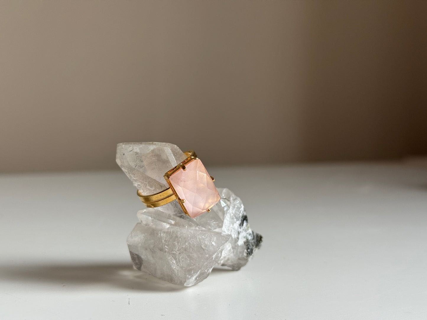 Verstelbare Ring met Rozenkwarts