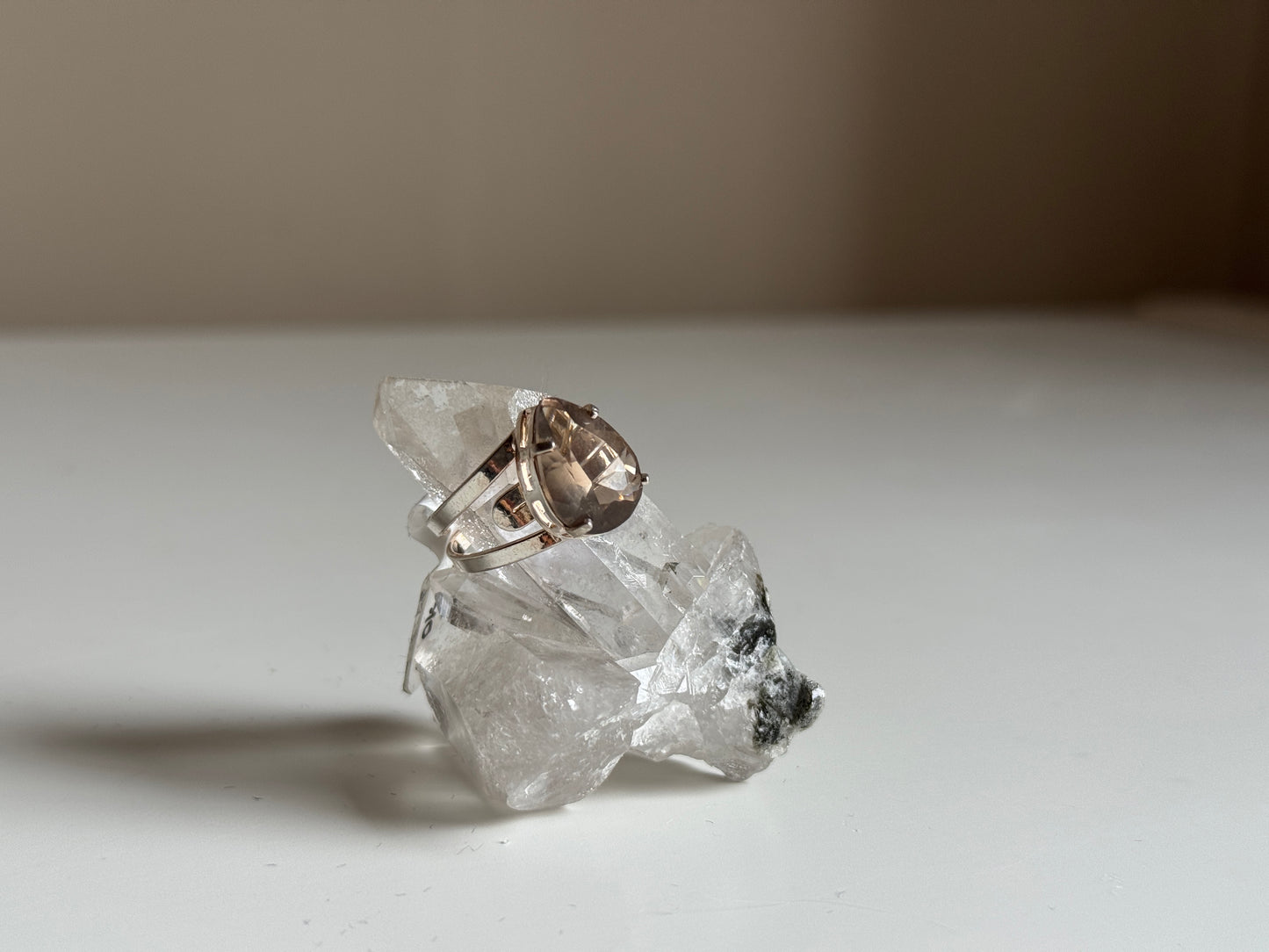 Verstelbare Ring met Rookkwarts – Zilver