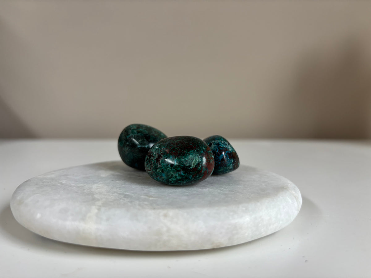 Chrysocolla trommelsteen in blauwgroen