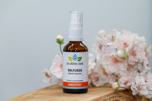 Flesje De Groene Linde – Dolfijnen auraspray 50 ml van DIBA, helende geurspray met grapefruit, dille, petitgrain en wierook voor troost en rouwverwerking