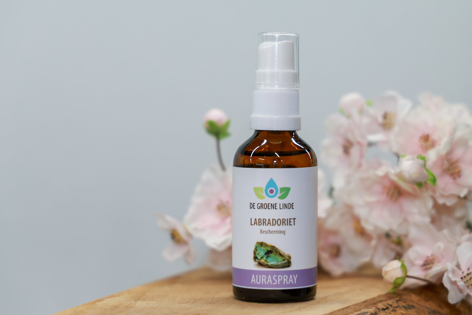 De Groene Linde – Labradoriet auraspray 50 ml van DIBA, beschermende spray met bergamot en salie voor rust en energetische balans