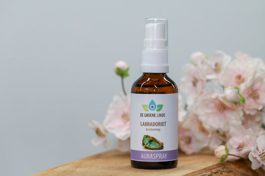 De Groene Linde – Labradoriet auraspray 50 ml van DIBA, beschermende spray met bergamot en salie voor rust en energetische balans