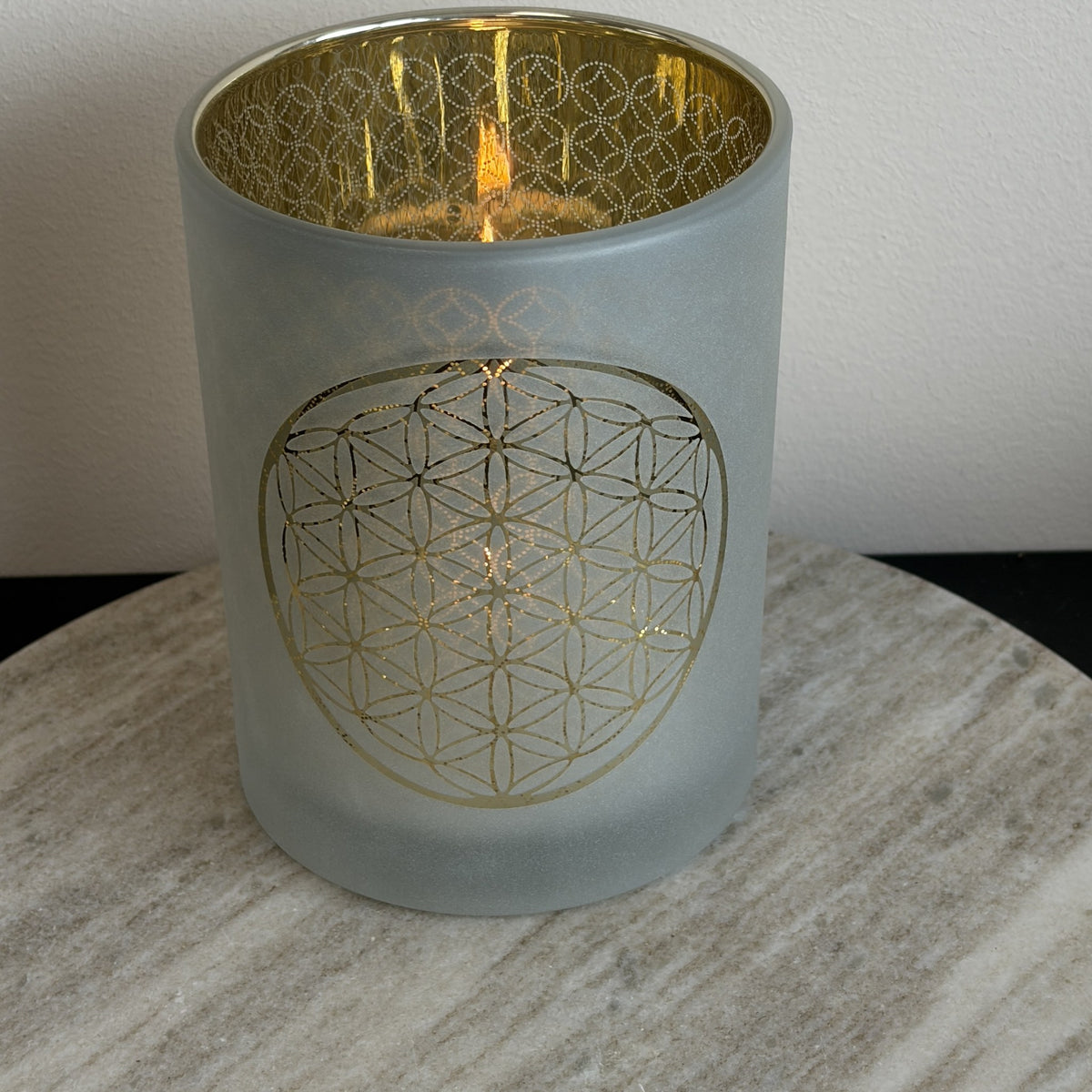 Windlicht Bloem des Levens (Flower of Life) mat glas