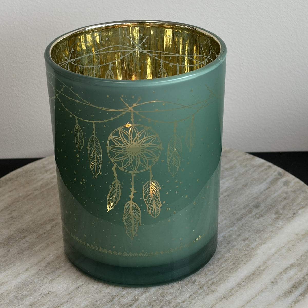 Windlicht dromenvanger groen met goud