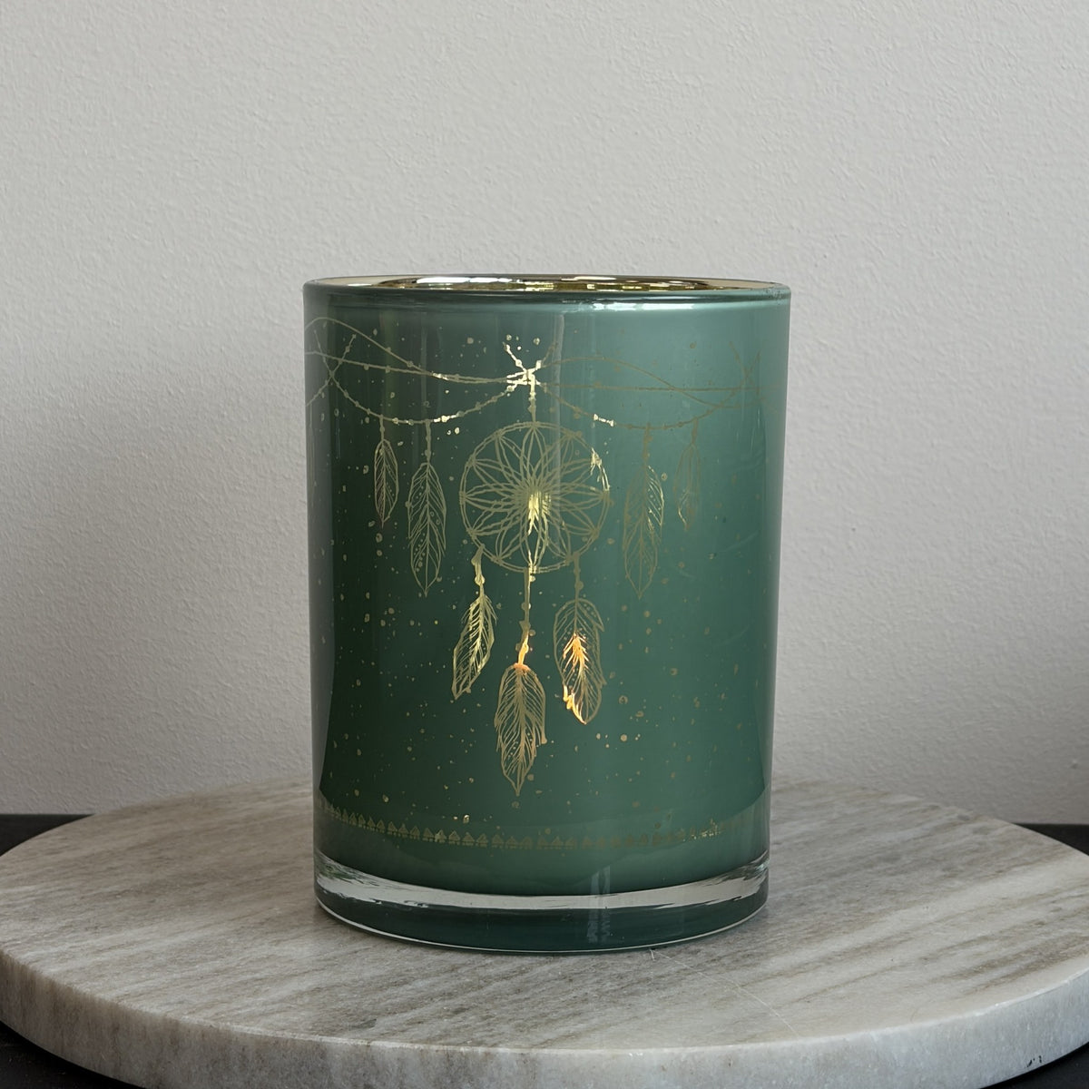 Windlicht dromenvanger groen met goud