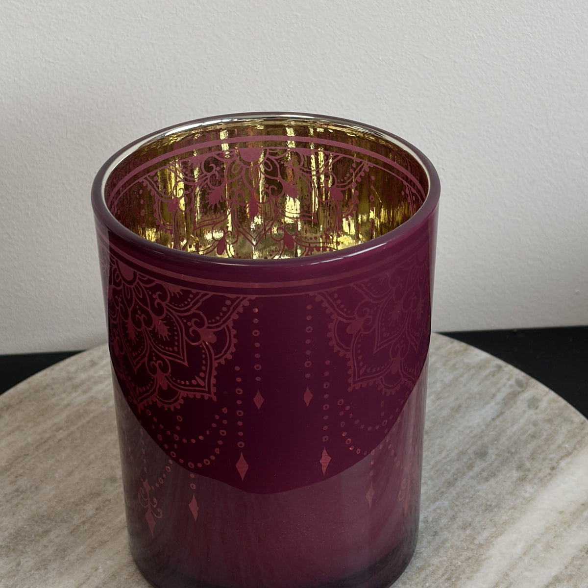 Windlicht mandala bordeaux