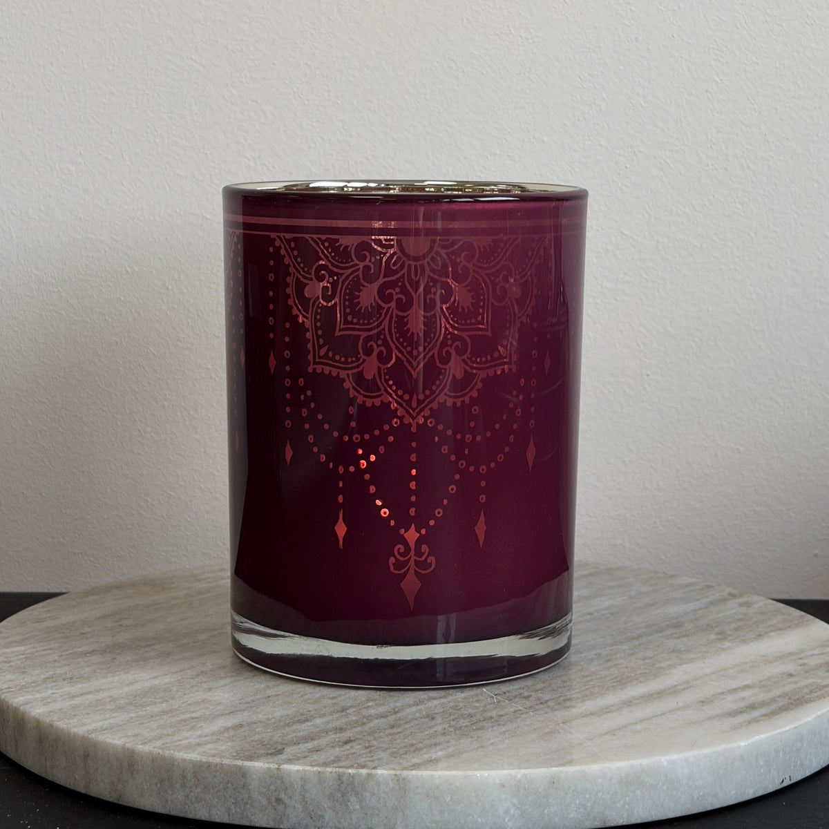 Windlicht mandala bordeaux