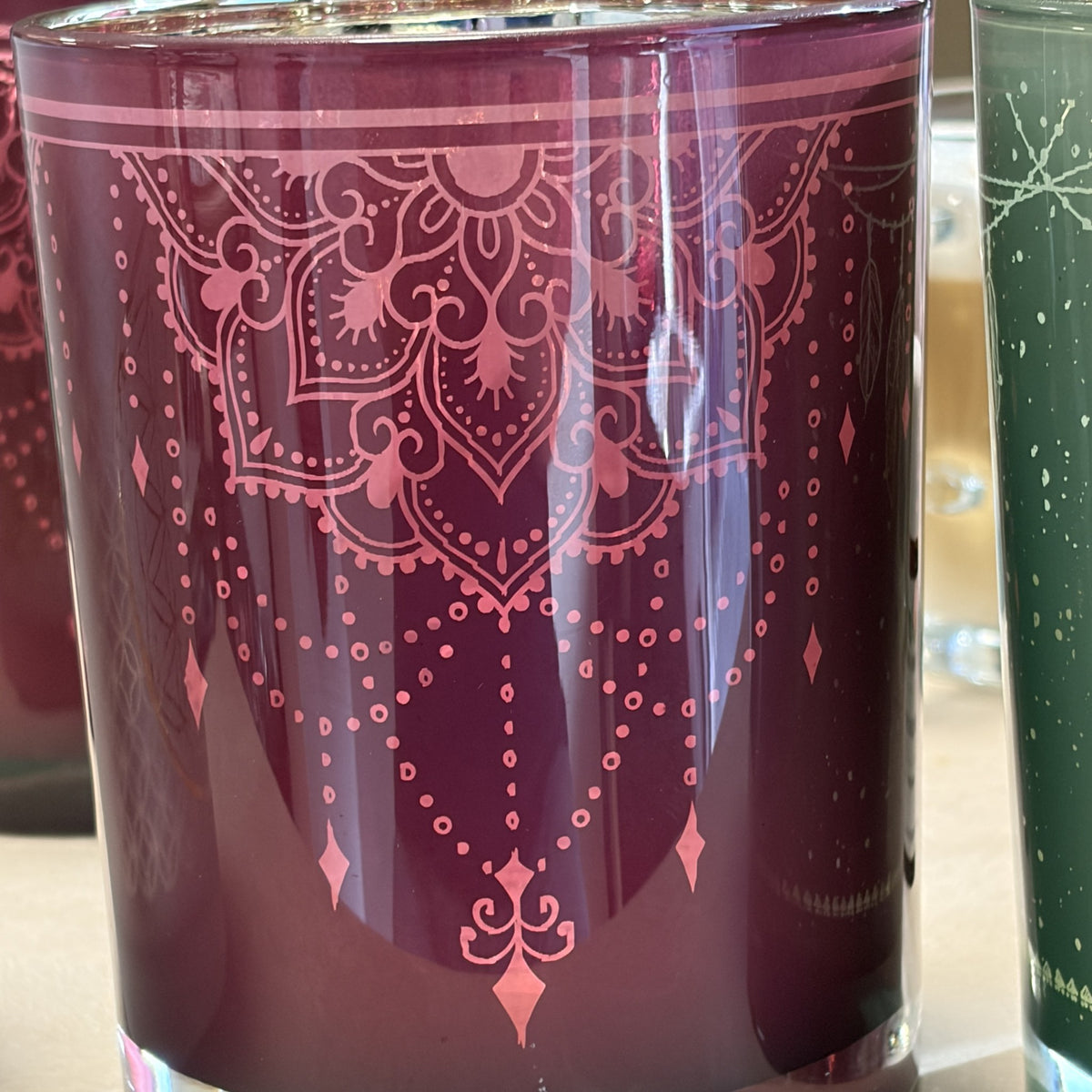 Windlicht mandala bordeaux